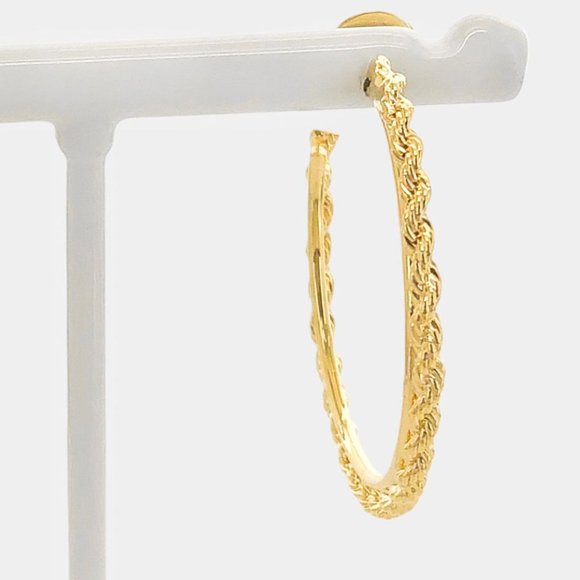 NEW 18K Gold Filled Rope Chain Hoop Earrings - Picture 6 of 6